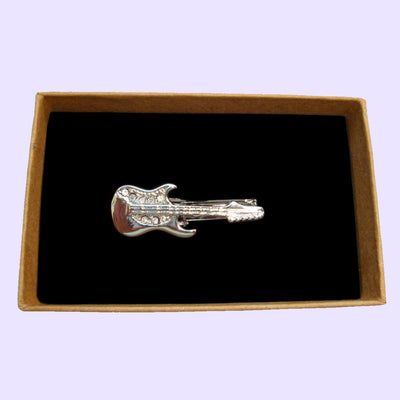 Bassin and Brown Guitar Tie Bar - Silver