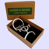 Bassin and Brown Weightlifter Keyring - Silver