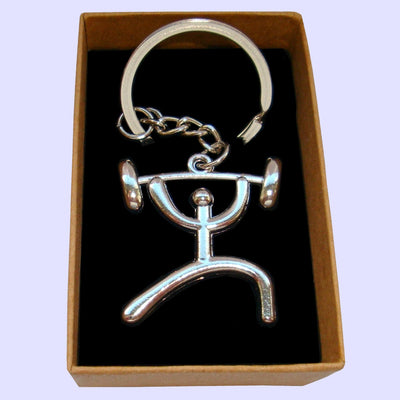 Bassin and Brown Weightlifter Keyring - Silver
