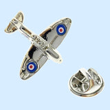 Bassin and Brown Spitfire Airplane Lapel Pin - Silver
