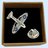 Bassin and Brown Spitfire Airplane Lapel Pin - Silver