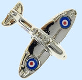 Bassin and Brown Spitfire Airplane Lapel Pin - Silver