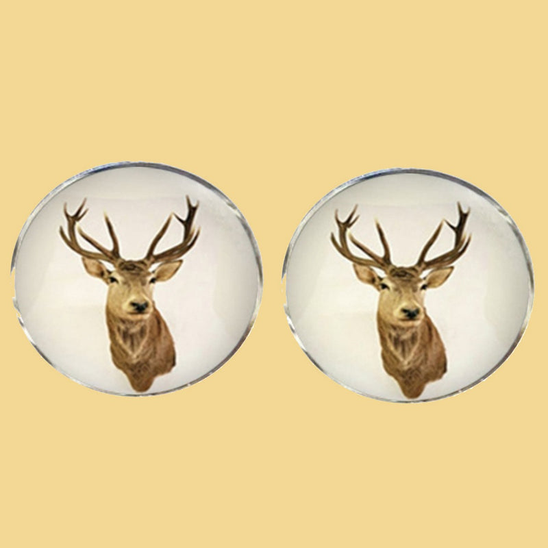 Bassin and Brown Stags Head Cufflinks - Brown and White