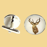 Bassin and Brown Stags Head Cufflinks - Brown and White