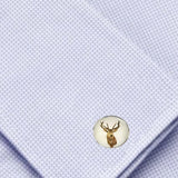 Bassin and Brown Stags Head Cufflinks - Brown and White