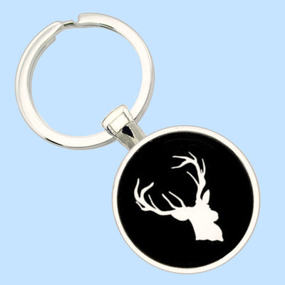 Bassin and Brown Stag Keyring - Black and White