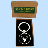 Bassin and Brown Stag Keyring - Black and White