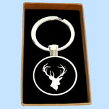 Bassin and Brown Stag Keyring - Black and White