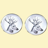 Bassin and Brown Stags Head Cufflinks - White and Black