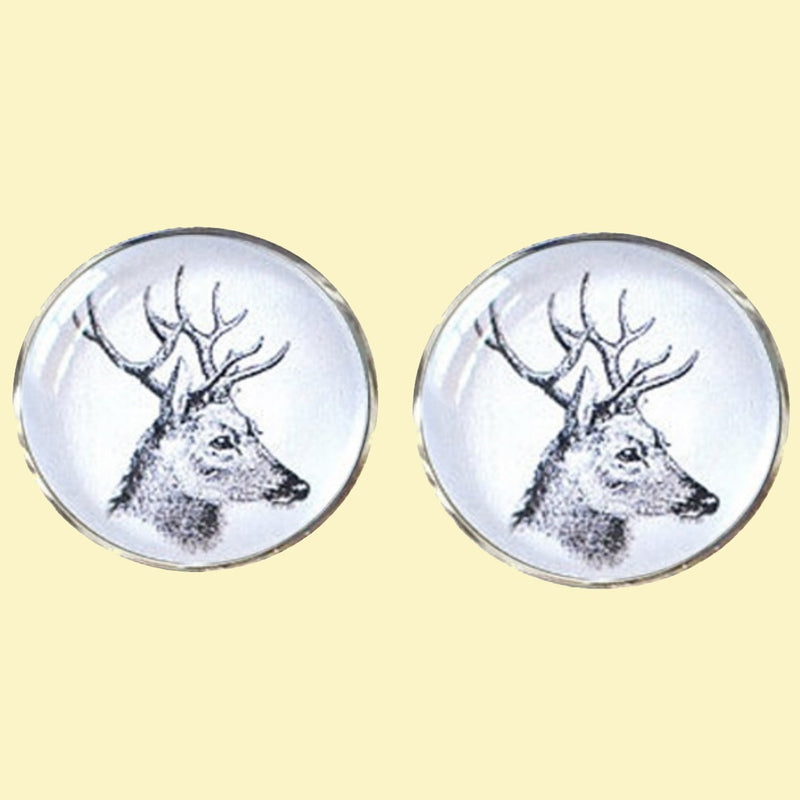 Bassin and Brown Stags Head Cufflinks - White and Black