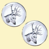 Bassin and Brown Stags Head Cufflinks - White and Black