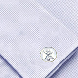 Bassin and Brown Stags Head Cufflinks - White and Black