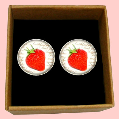 Bassin and Brown Strawberry Fruit Cufflinks - Red