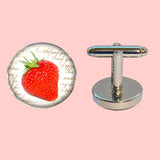 Bassin and Brown Strawberry Fruit Cufflinks - Red