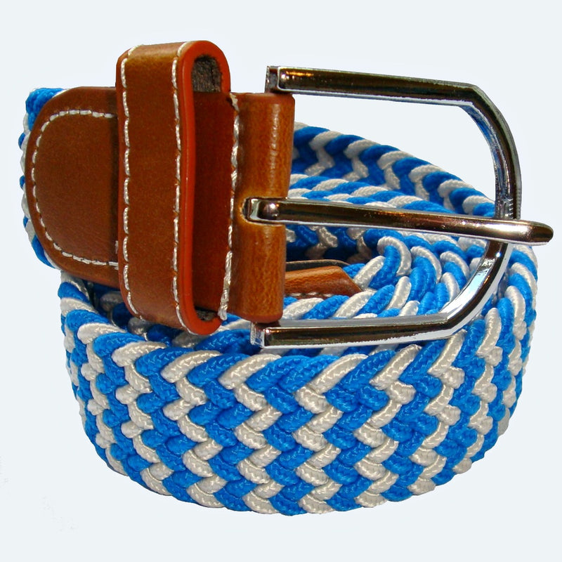 Bassin and Brown Striped Woven Elasticated  Belt - Blue and White