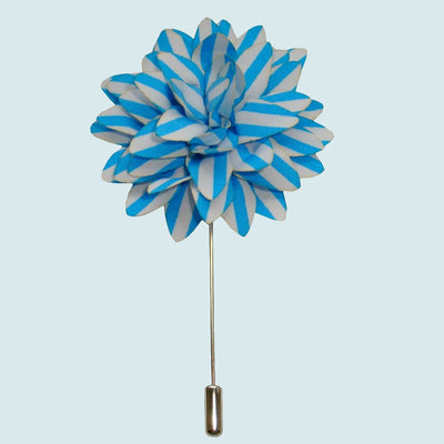 Bassin and Brown Stripe Flower Jacket Lapel Pin - Blue and White