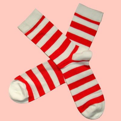 Bassin and Brown Hooped Stripe Socks - Red/White