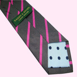 Bassin and Brown Classic Woven Stripe Silk Tie Charcoal Grey and Pink