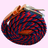 Bassin and Brown Stripe Woven Stretch Belt - Wine/Navy
