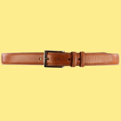 Bassin and Brown Contrasting Stitching Leather Belt - Tan