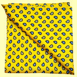Bassin and Brown Yellow Teardrop Paisley Silk Pocket Square