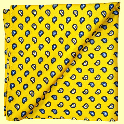 Bassin and Brown Yellow Teardrop Paisley Silk Pocket Square