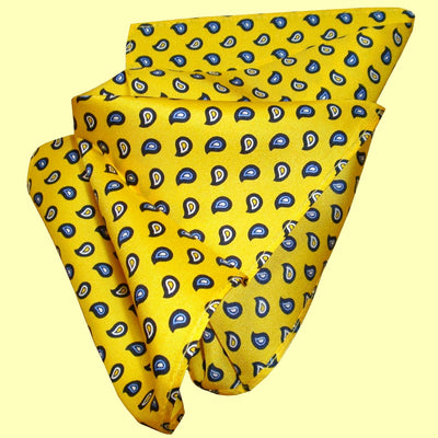 Bassin and Brown Yellow Teardrop Paisley Silk Pocket Square