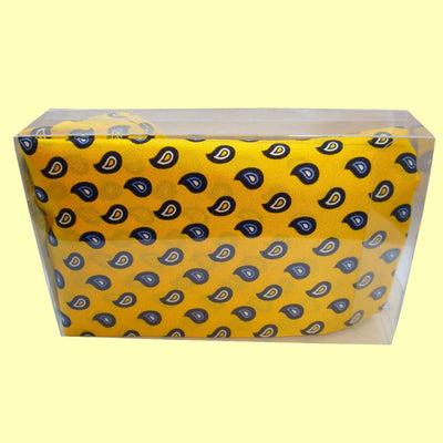 Bassin and Brown Yellow Teardrop Paisley Silk Pocket Square