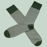 Bassin and Brown Thin Stripe Wool Socks - Green and Beige