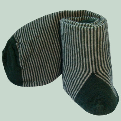 Bassin and Brown Thin Stripe Wool Socks - Green and Beige