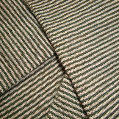 Bassin and Brown Thin Stripe Wool Socks - Green and Beige