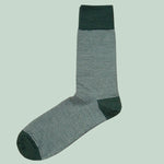 Bassin and Brown Thin Stripe Wool Socks - Green and Beige