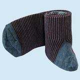 Bassin and Brown Thin Striped Men's Wool Socks - Blue and Wine