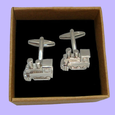 Bassin and Brown Steam Train Cufflink - Silver
