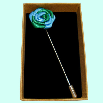 Bassin and Brown Blue and Green Two Colour Rose Jacket Lapel Pin