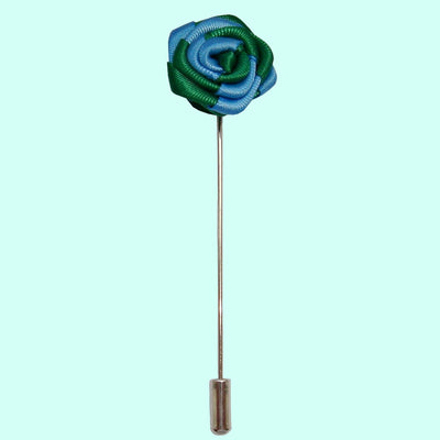 Bassin and Brown Blue and Green Two Colour Rose Jacket Lapel Pin
