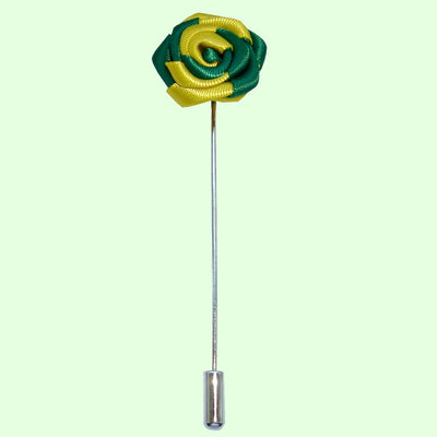 Bassin and Brown Two Colour Rose Jacket Lapel Pin- Yellow and Green