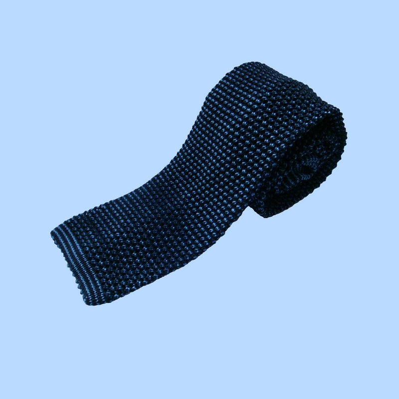 Bassin and Brown Two Tone Knitted Silk Tie Navy/Blue