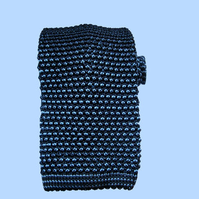 Bassin and Brown Two Tone Knitted Silk Tie Navy/Blue