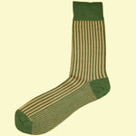 Bassin and Brown Green and Beige Vertical Stripe Cotton Socks