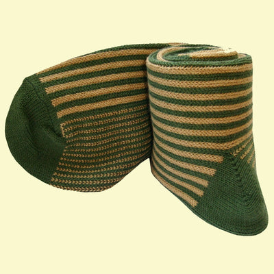 Bassin and Brown Green and Beige Vertical Stripe Cotton Socks