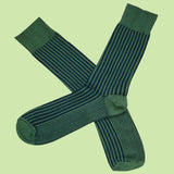 Bassin and Brown Vertical Stripe Men's Socks - Green and Navy