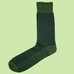 Bassin and Brown Vertical Stripe Men's Socks - Green and Navy