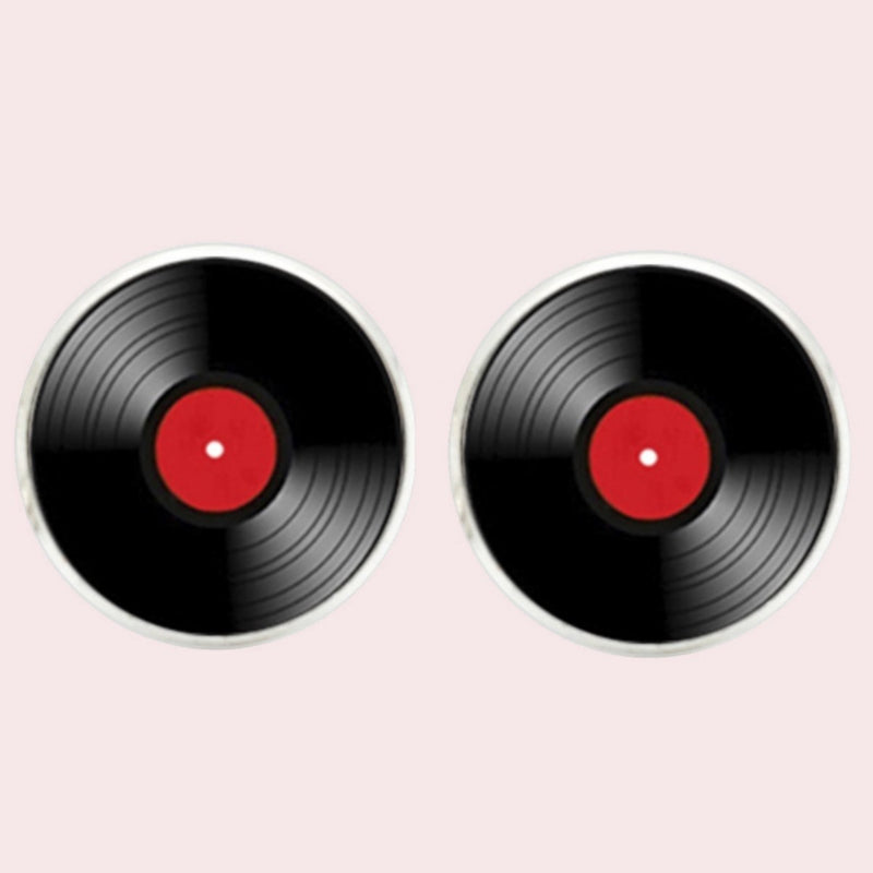 Bassin and Brown Vinyl Disc Cufflinks - Black and Red
