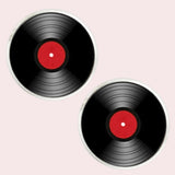 Bassin and Brown Vinyl Disc Cufflinks - Black and Red