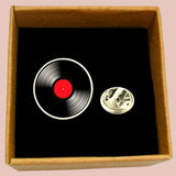 Bassin and Brown Vinyl Disc Lapel Pin - Red and Black