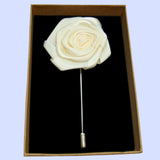 Bassin and Brown Rose White Jacket Lapel Pin - 4cm Diameter