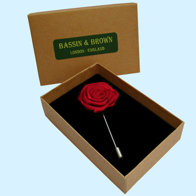 Bassin and Brown Wine Rose Jacket Lapel Pin - 4cm Diameter