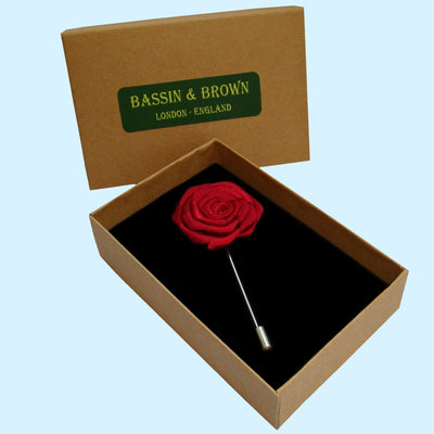 Bassin and Brown Wine Rose Jacket Lapel Pin - 4cm Diameter